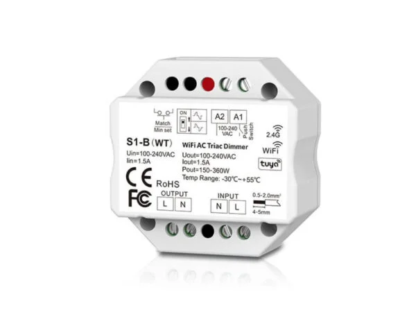 S1-B (WT) PHONE LED DIMMABLE CONTROLLER WITH PUSH BUTTON AND RF
