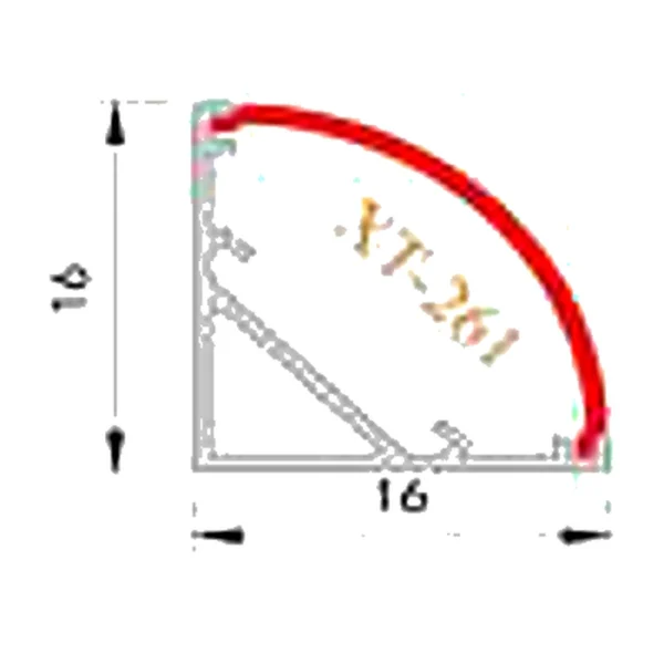 Corner 16mm*16mm CAD drawing with dimensions