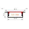 XT-366 Recessed LED Profile with Lips 30x10mm CAD drawing with dimensions